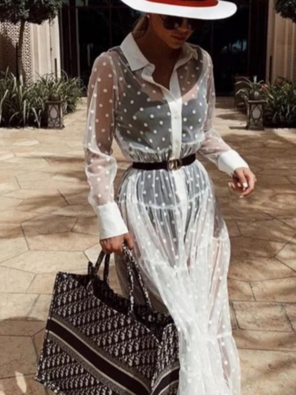 RARE ZARA!  sz M Sheer Polka Dot Maxi Button-Front Duster - White